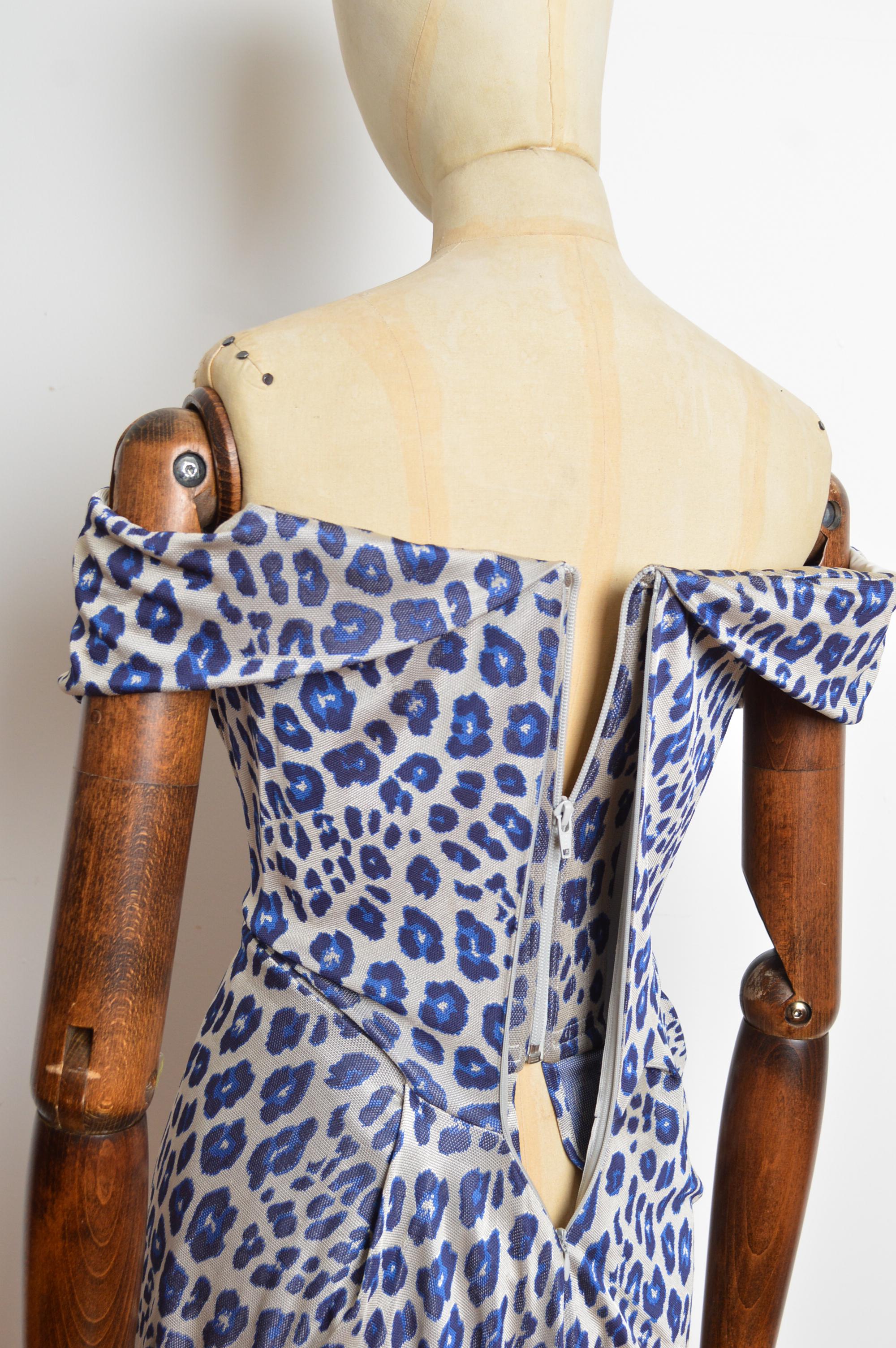 F/W 2011 Vivienne Westwood Blue leopard print corset fitted cocktail dress 11