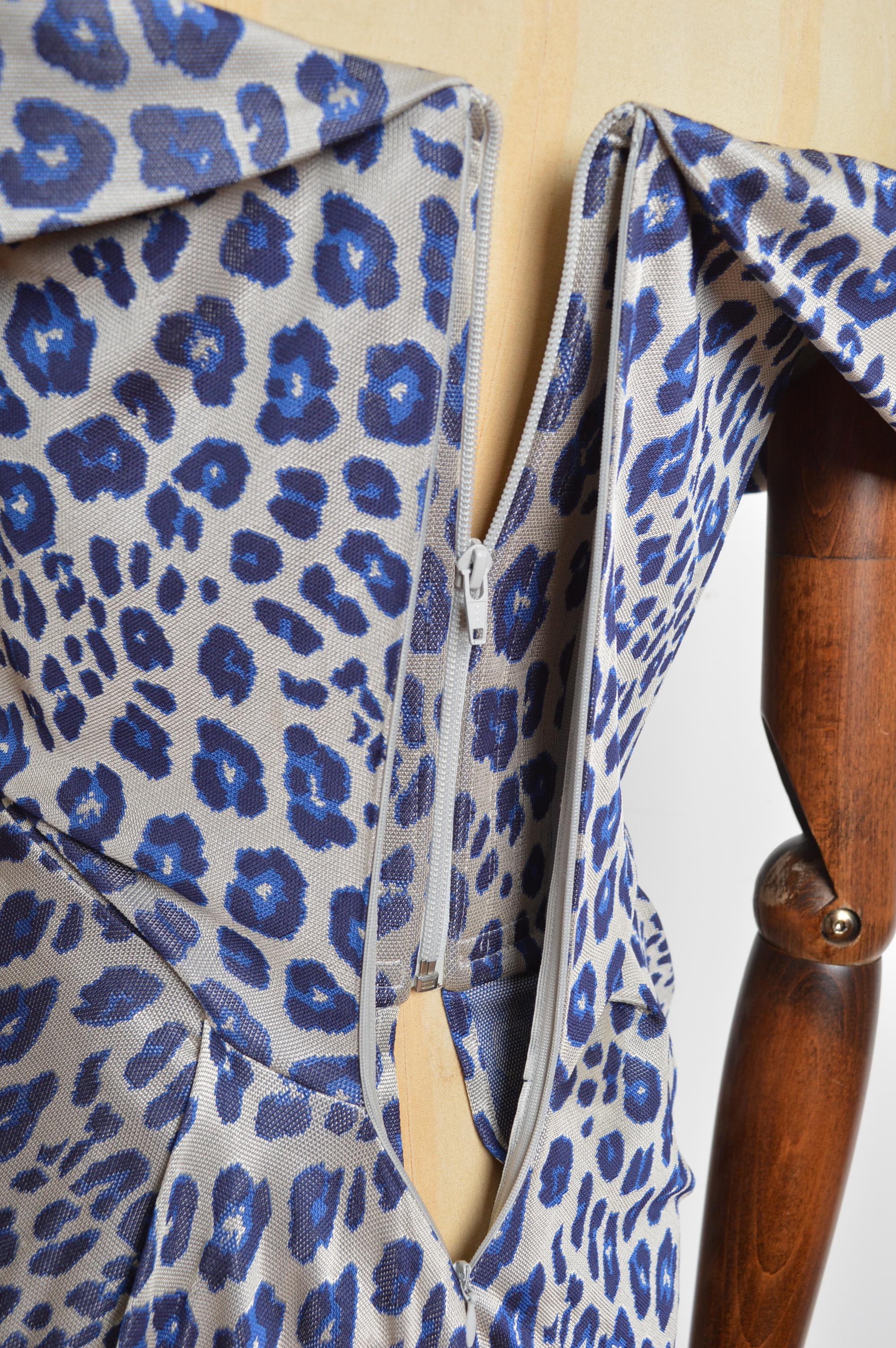 F/W 2011 Vivienne Westwood Blue leopard print corset fitted cocktail dress 12