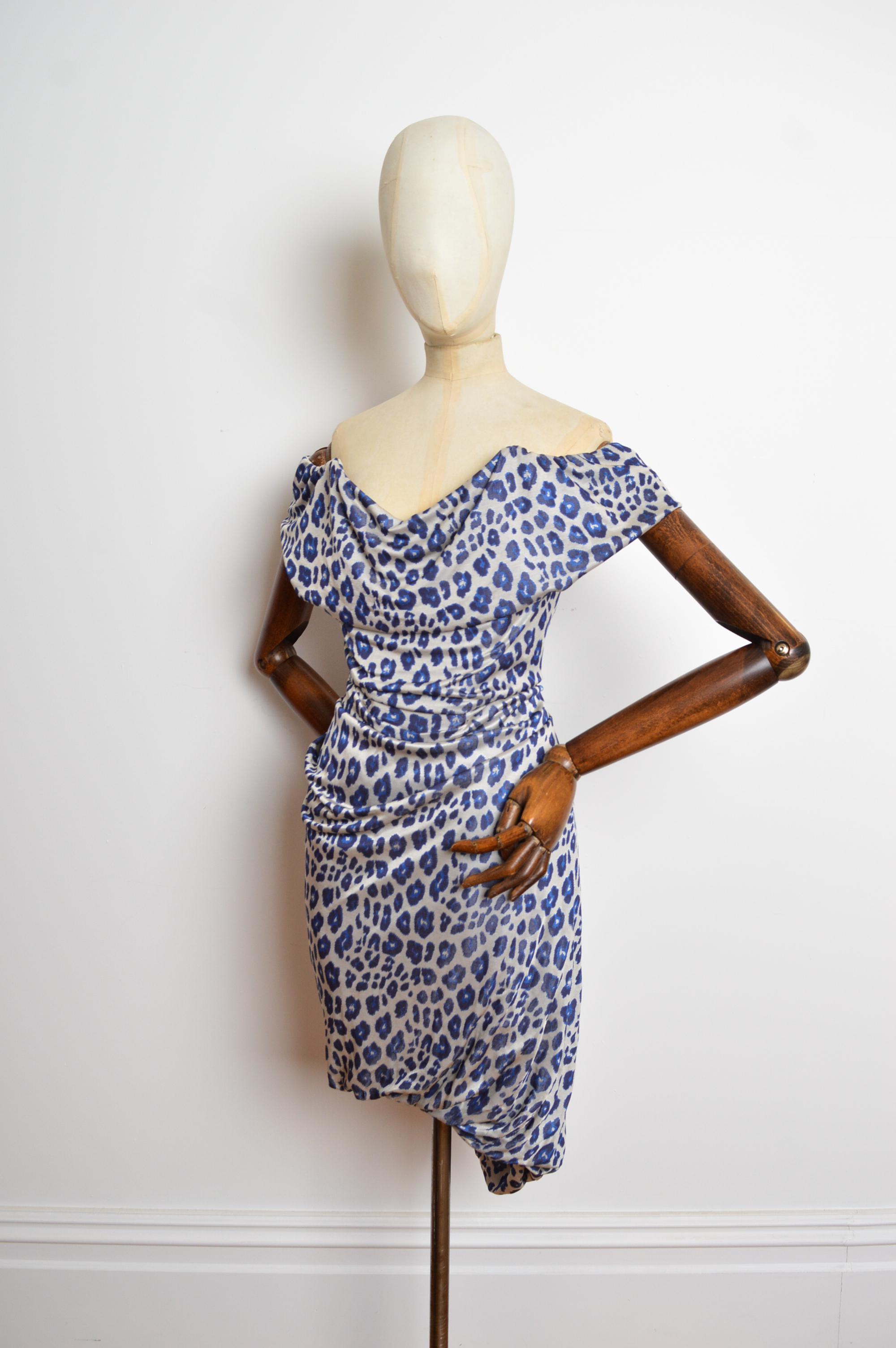 F/W 2011 Vivienne Westwood Blue leopard print corset fitted cocktail dress 15