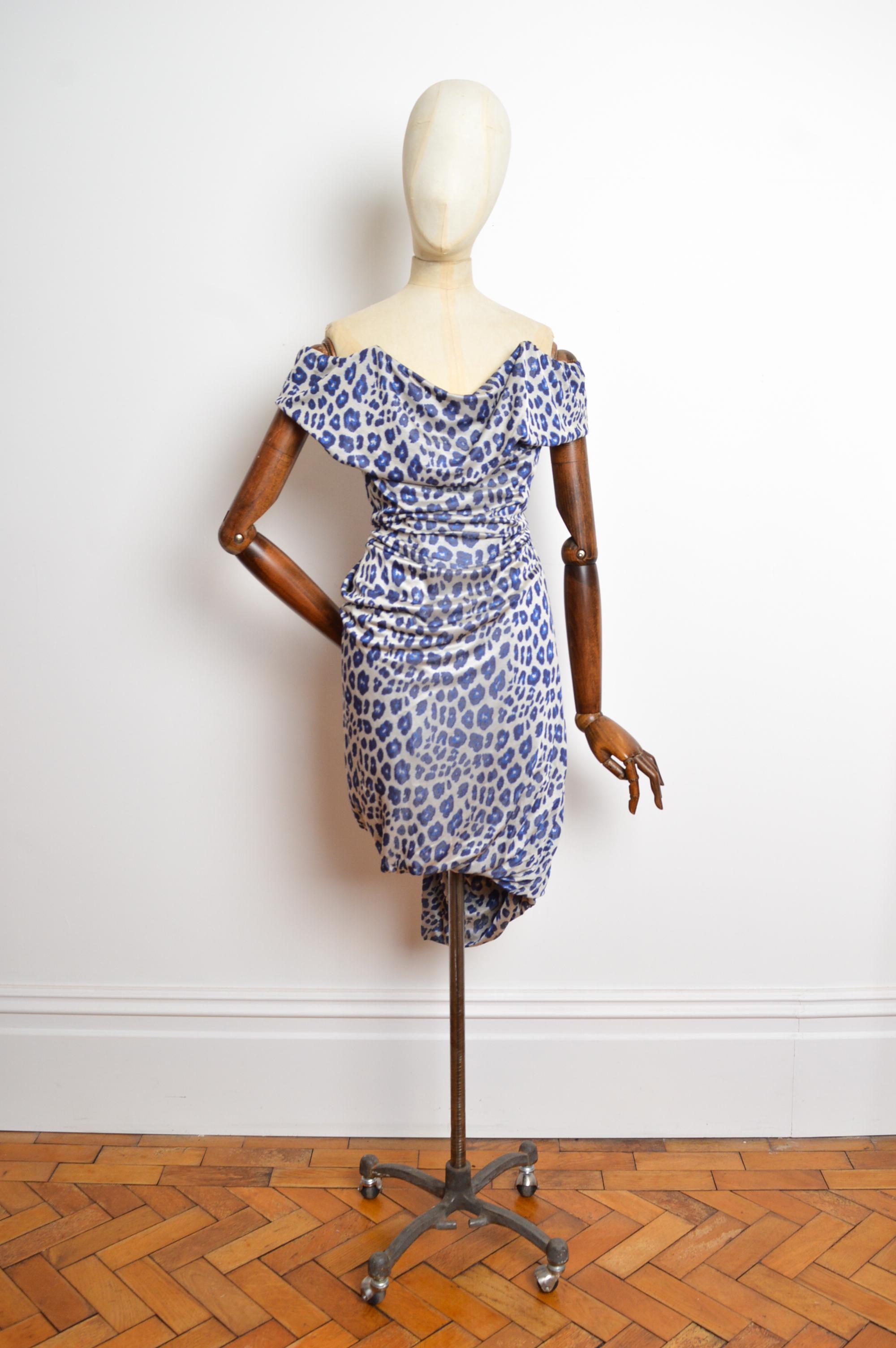 F/W 2011 Vivienne Westwood Blue leopard print corset fitted cocktail dress In Good Condition In Sheffield, GB