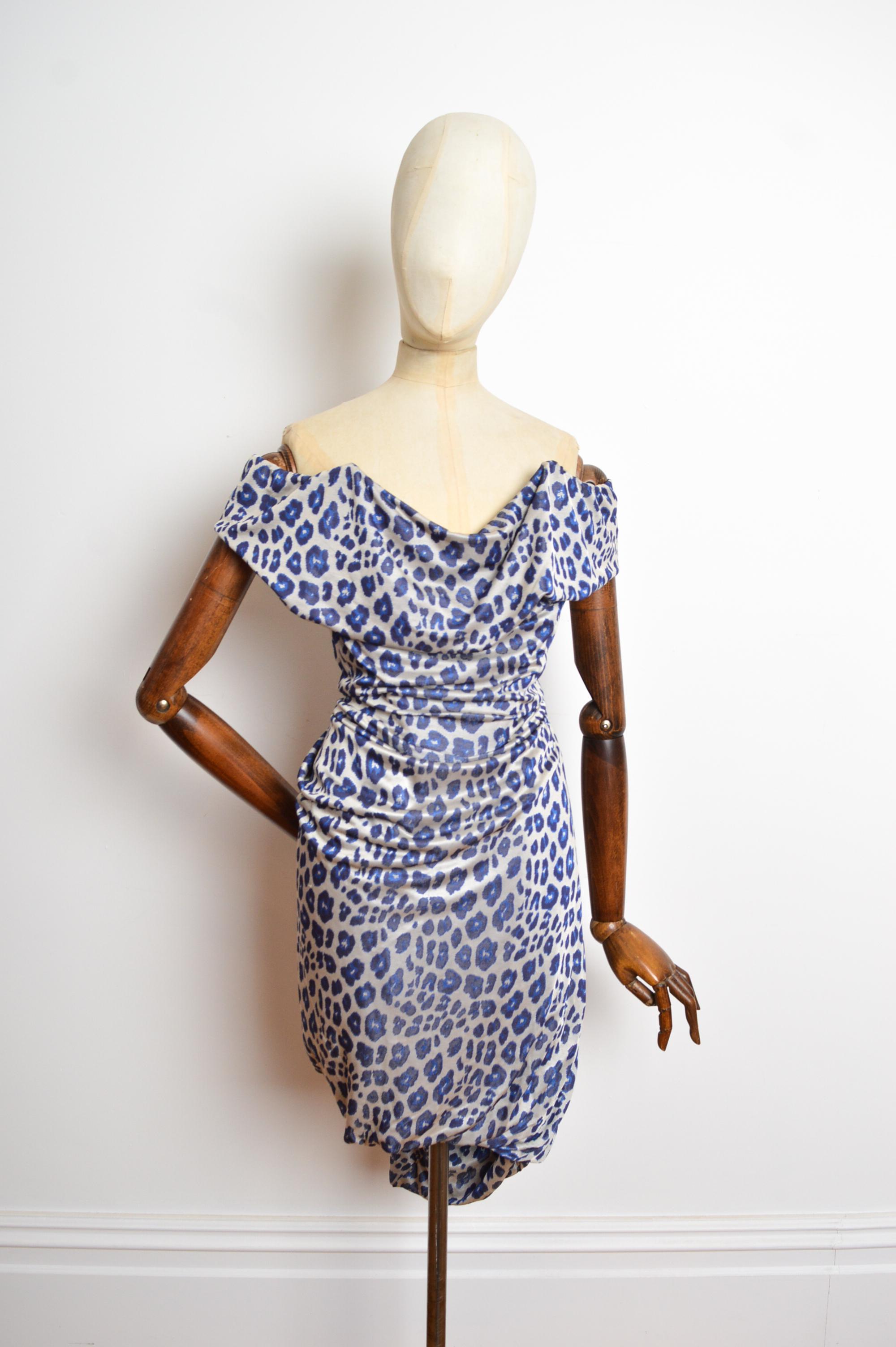 Women's F/W 2011 Vivienne Westwood Blue leopard print corset fitted cocktail dress