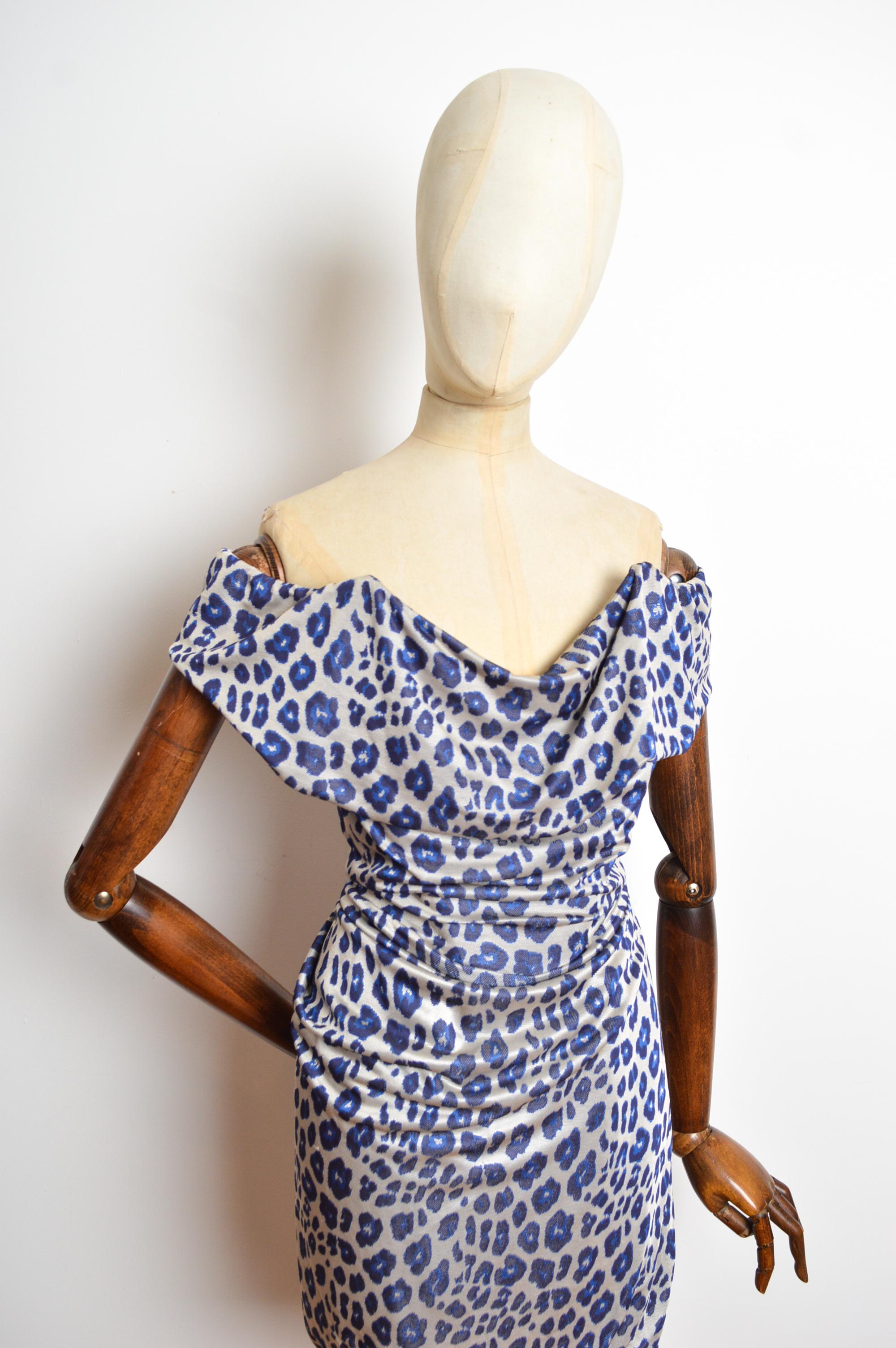 F/W 2011 Vivienne Westwood Blue leopard print corset fitted cocktail dress 1