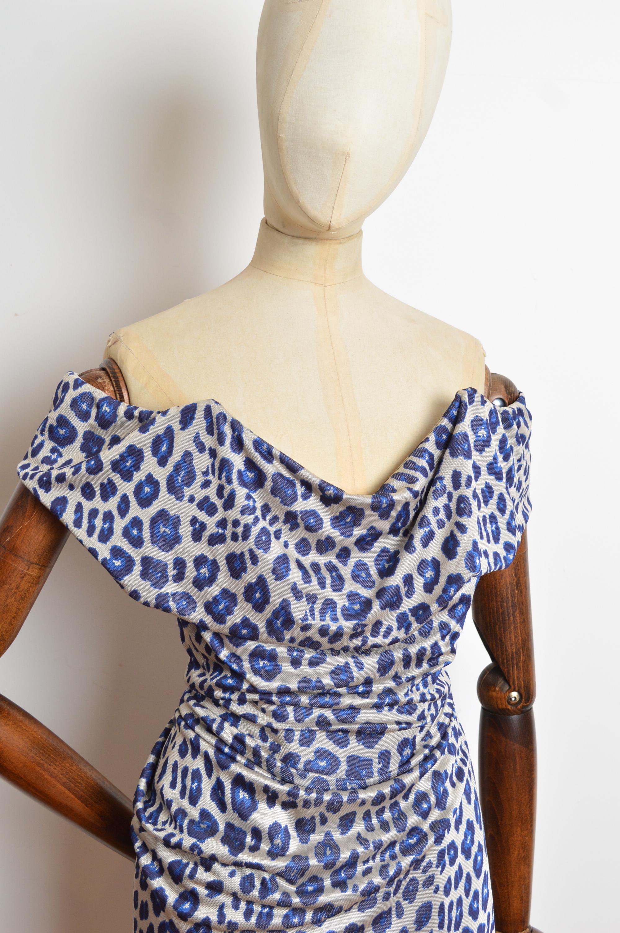 F/W 2011 Vivienne Westwood Blue leopard print corset fitted cocktail dress 2