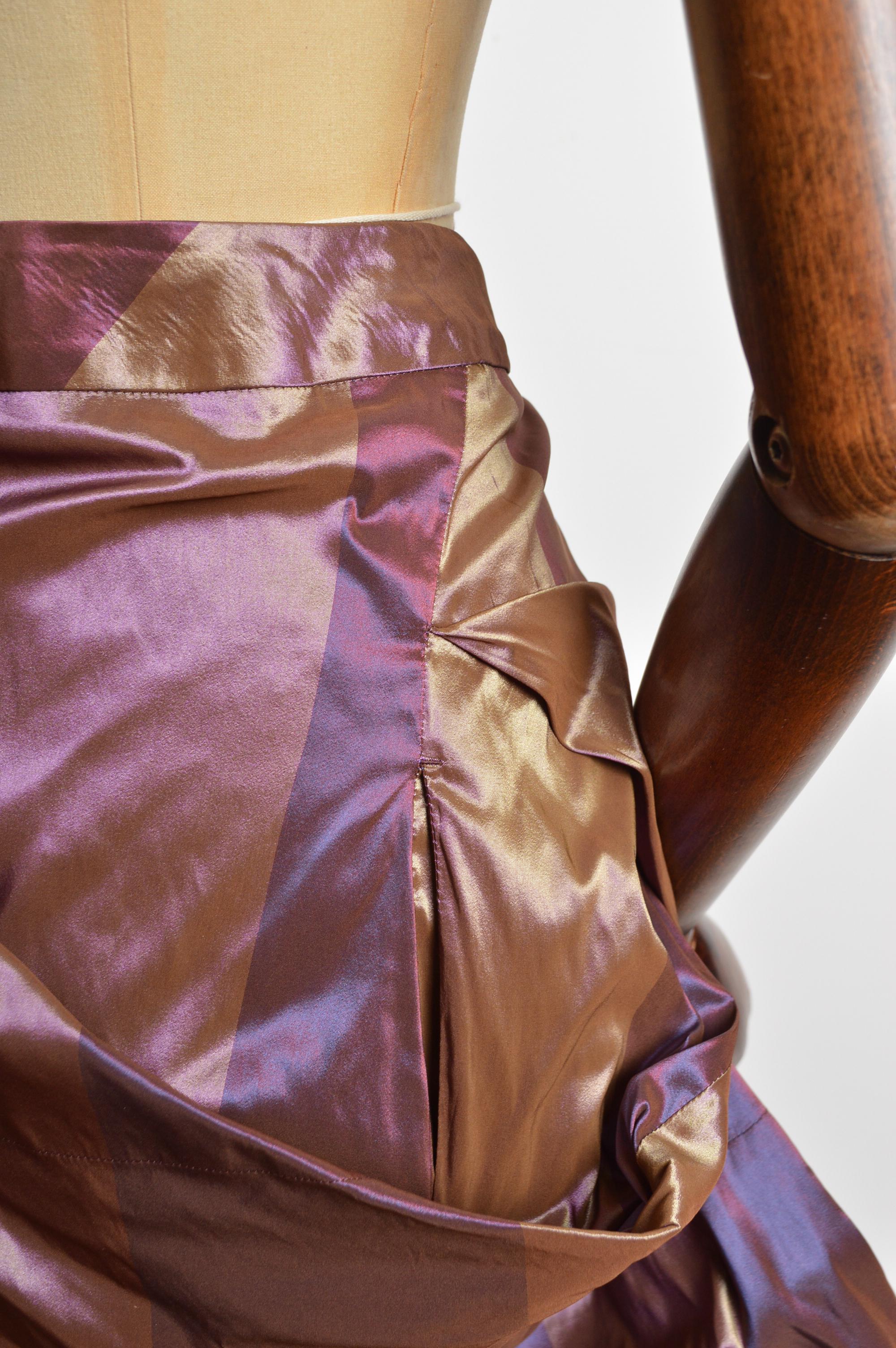 F/W 2011 Vivienne Westwood Dusty Pink Antique Gold Taffeta Structured Skirt For Sale 5