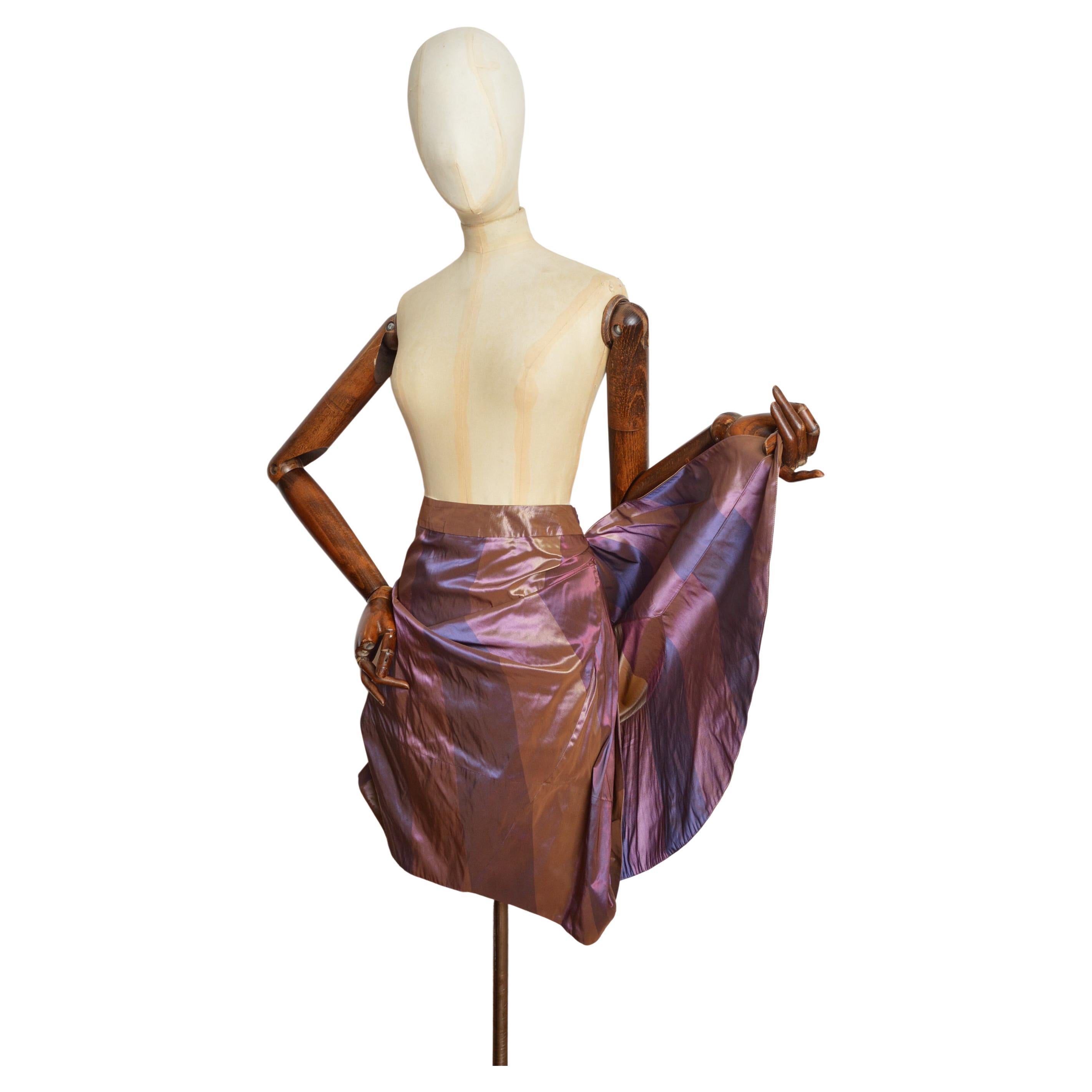 F/W 2011 Vivienne Westwood Dusty Pink Antique Gold Taffeta Structured Skirt For Sale