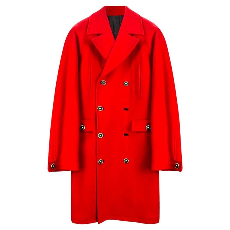 F/W 2012 L 16 VERSACE MEN'S RED WOOL COAT It 56 3XL from Celebrity