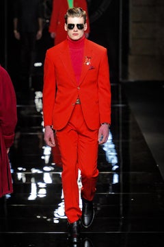 F/W 2012 Look # 14 VERSACE RED 100% WOOL BLAZER COAT JACKET 48 - 38
