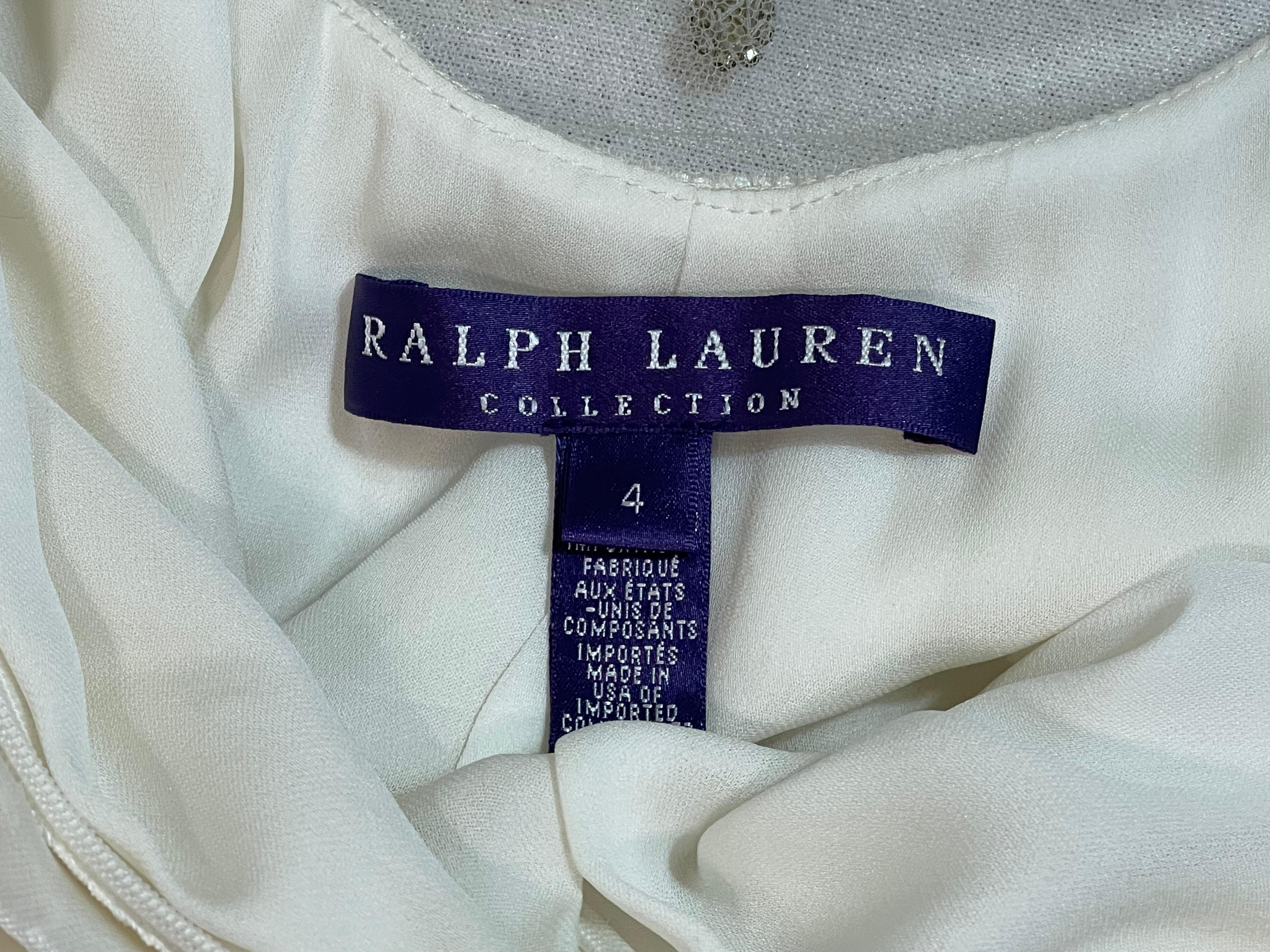F/W 2012 Ralph Lauren Collection Runway Ivory Velvet Sheer Beaded Crystal Dress 2