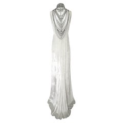F/W 2012 Ralph Lauren Collection Runway Ivory Velvet Sheer Beaded Crystal Dress