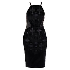F/W 2012 VERSACE BLACK VELVET and LEATHER DRESS 42 - 6/8