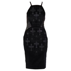 F/W 2012 Versace Black Velvet and Leather Dress 42 - 6/8