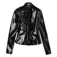 F/W 2013 Look # 3 NEW VERSACE BLACK JAPANECE VINYL JACKET 38 - 2