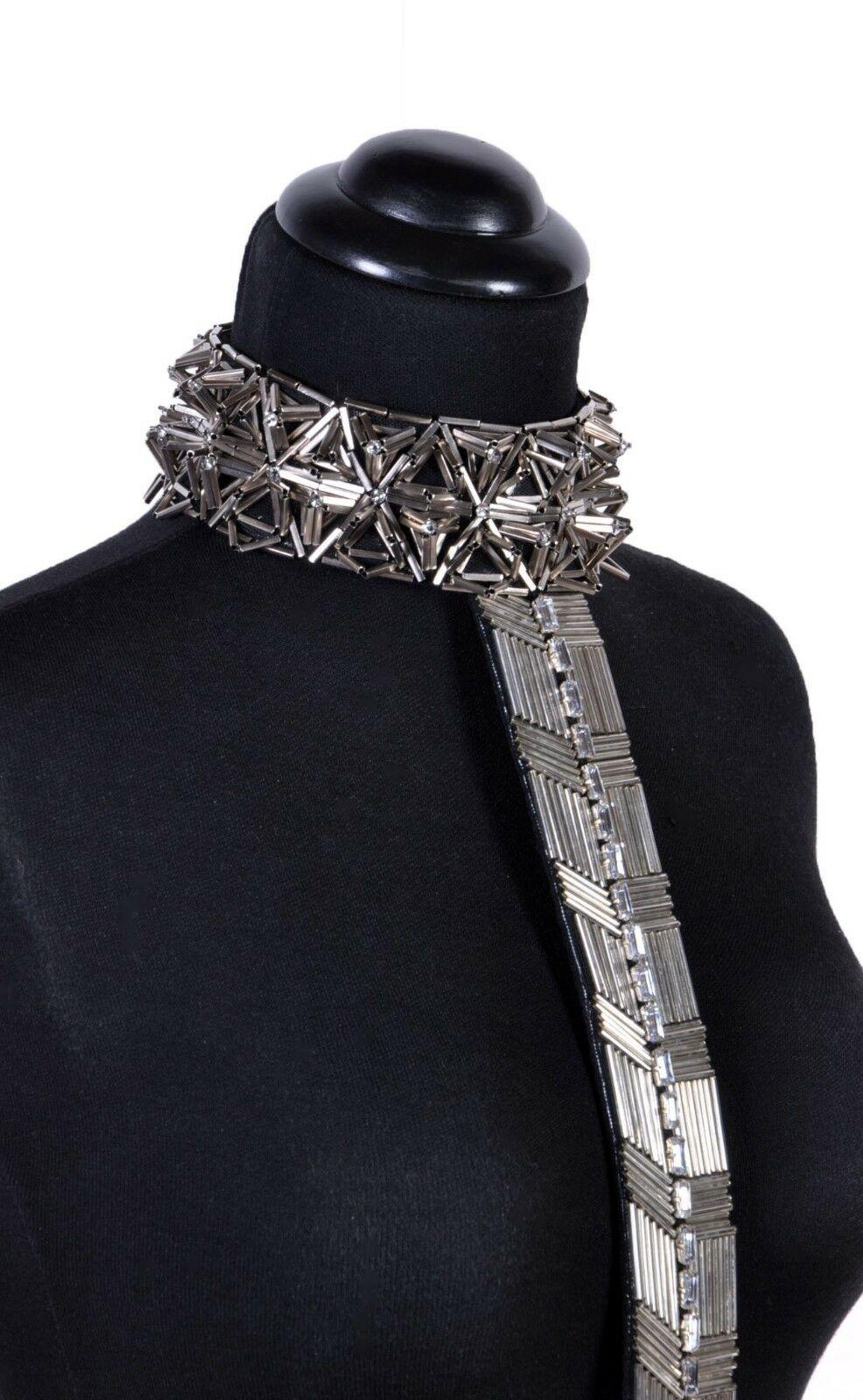 Women's F/W 2013 Look # 30 NEW VERSACE T-STRAP EMBELLISHED HARNESS with CRYSTALS 38 - 4 For Sale