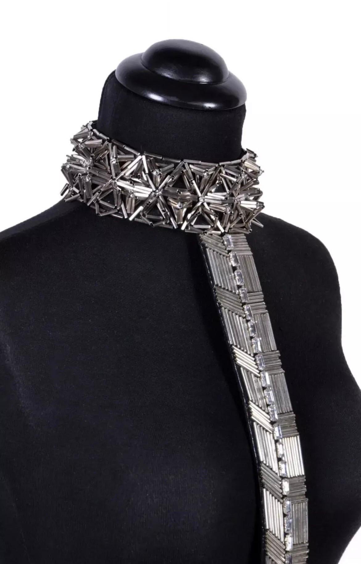 F/W 2013 Look # 30 Rare Versace T-Strap Embellished Harness with Crystals 38 - 4 For Sale 1