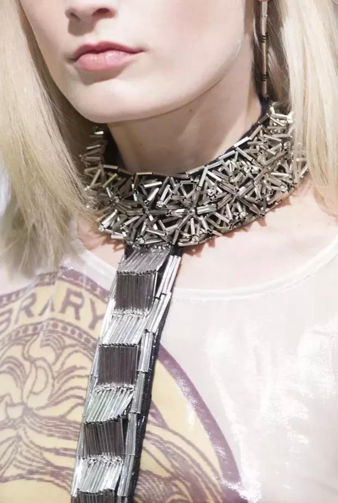 F/W 2013 Look # 30 Rare Versace T-Strap Embellished Harness with Crystals 38 - 4 For Sale 2