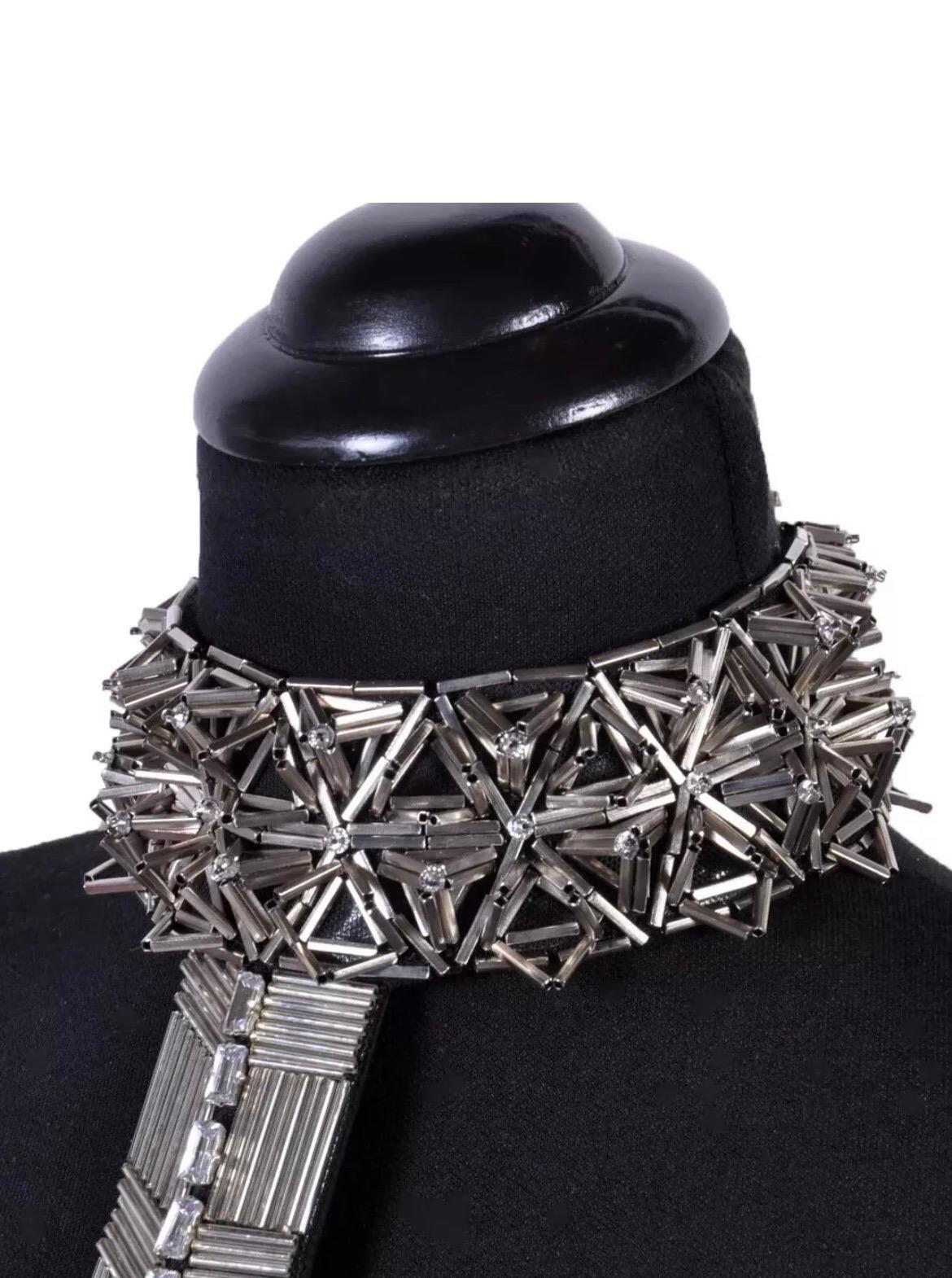 F/W 2013 Look # 30 Rare Versace T-Strap Embellished Harness with Crystals 38 - 4 For Sale 3