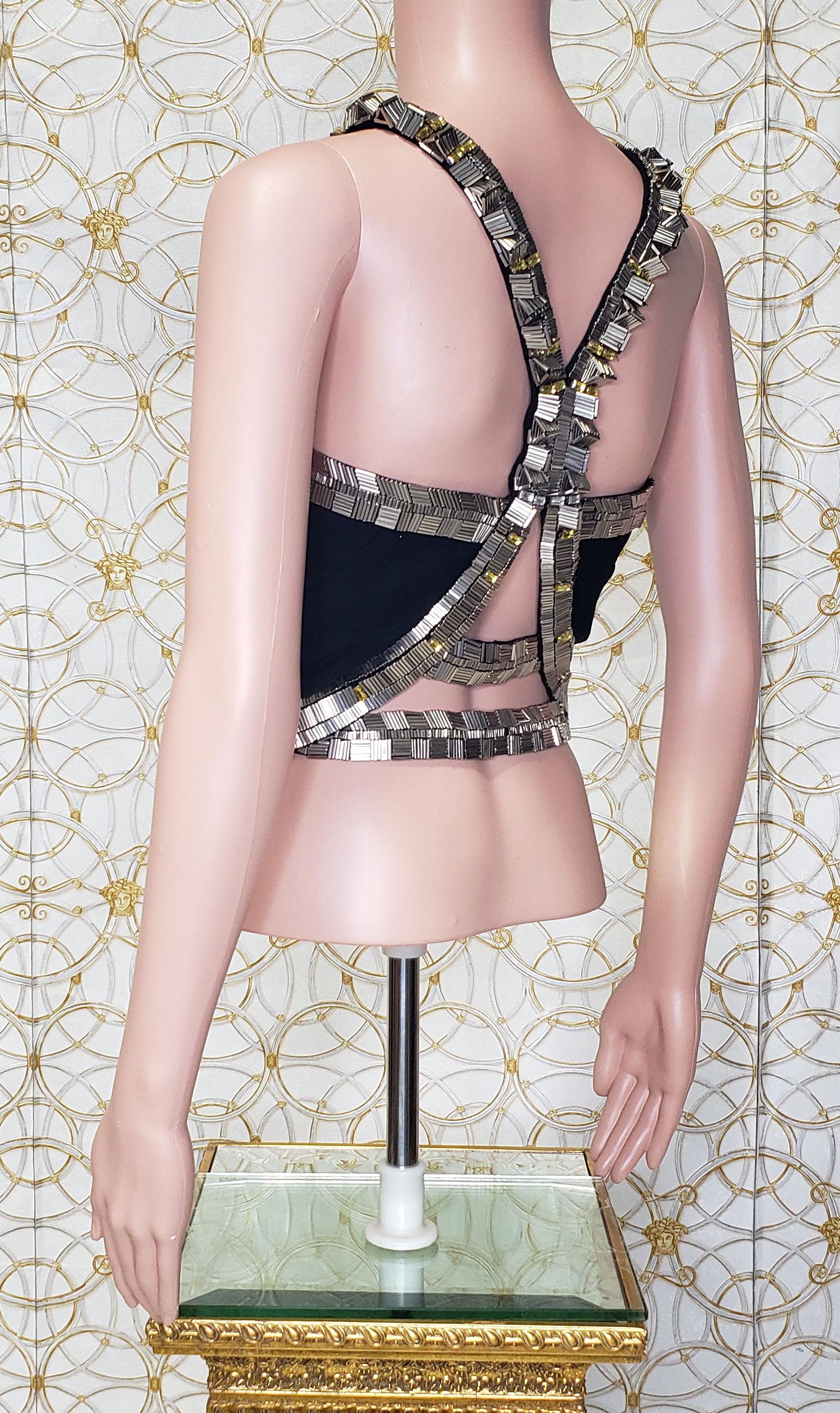 Women's F/W 2013 Look #35 NEW VERSACE BLACK STUDDED TOP 38 - 2 For Sale