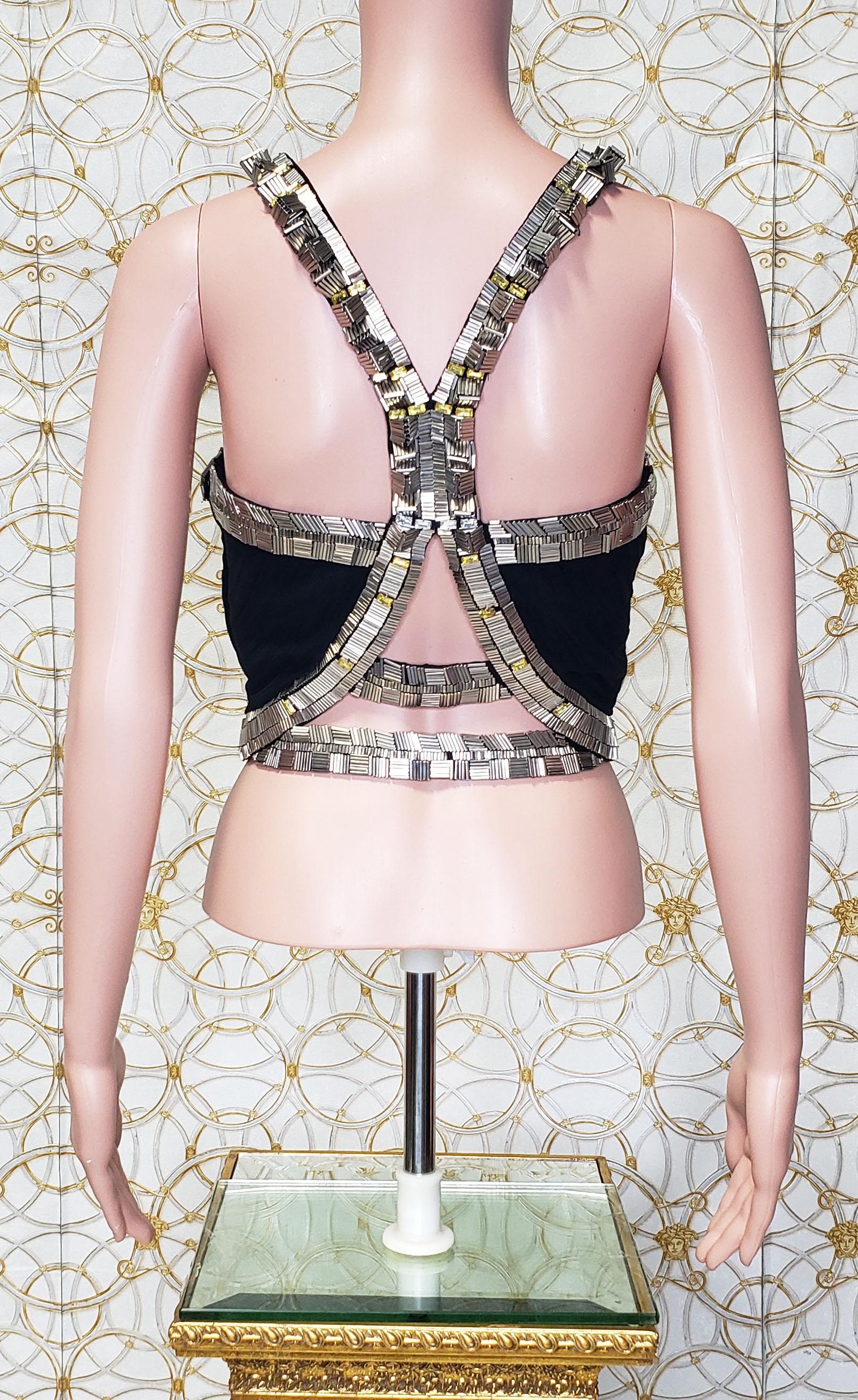 F/W 2013 Look #35 NEW VERSACE BLACK STUDDED TOP 38 - 2 For Sale 1