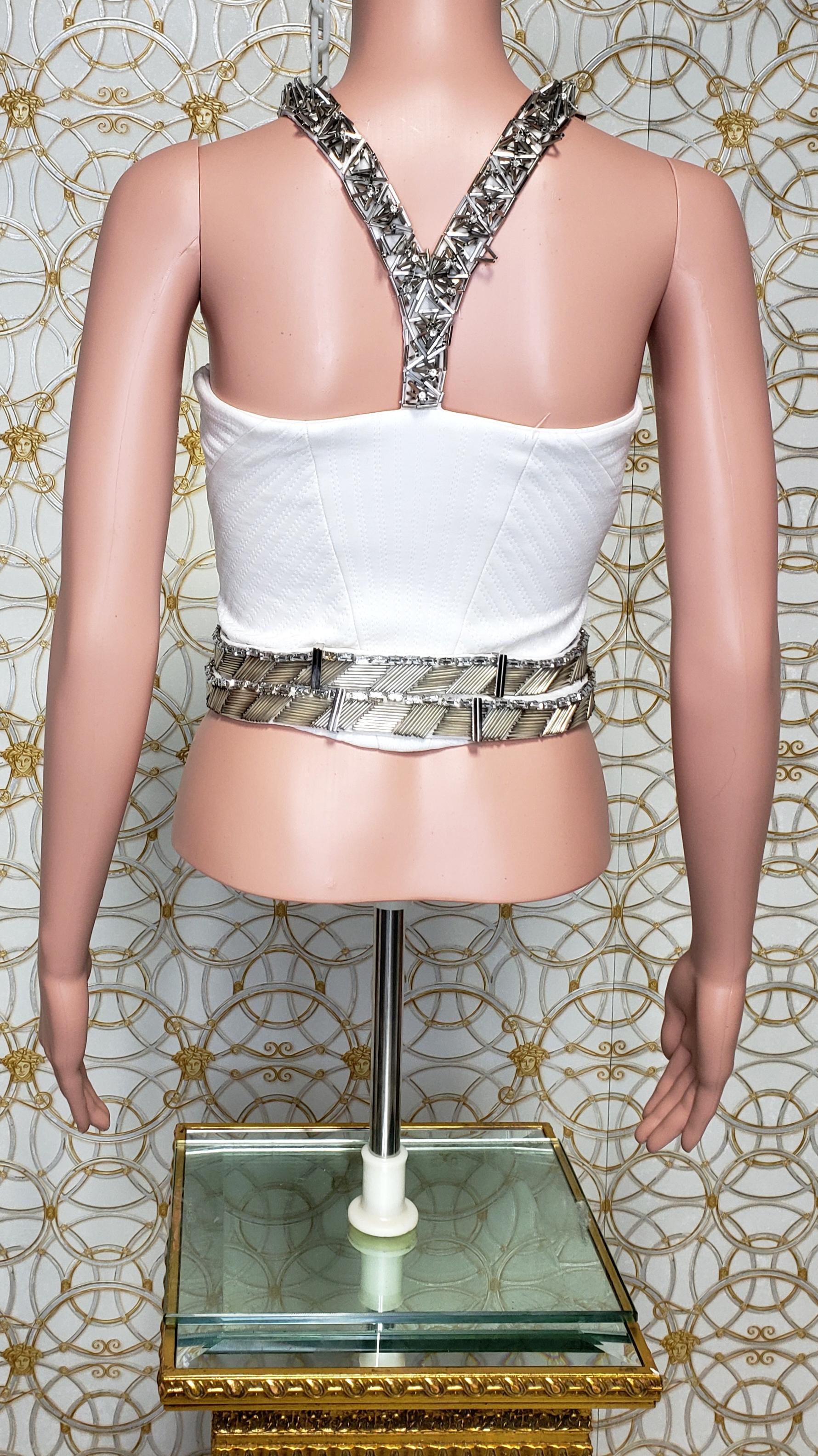 Women's F/W 2013 look # 6 VERSACE white studded top For Sale