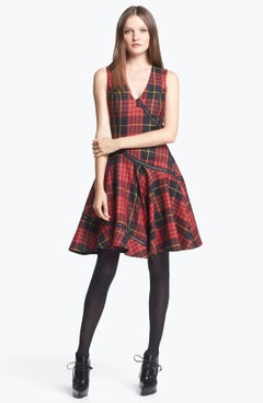 F/W 2013 Vintage Alexander McQueen Red Tartan Wool Dress