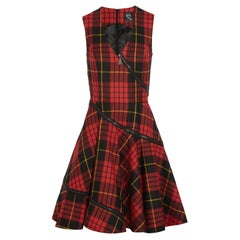 F/W 2013 Vintage Alexander McQueen Red Tartan Wool Dress