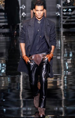 F/W 2014 L#24 VERSACE WESTERN COWBOY BROWN  LEATHER BOOTS Sz 44 - 11