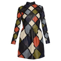 F/W 2014 L#48 VALENTINO LEATHER GEOMETRIC POP ART MONI DRESS It 38