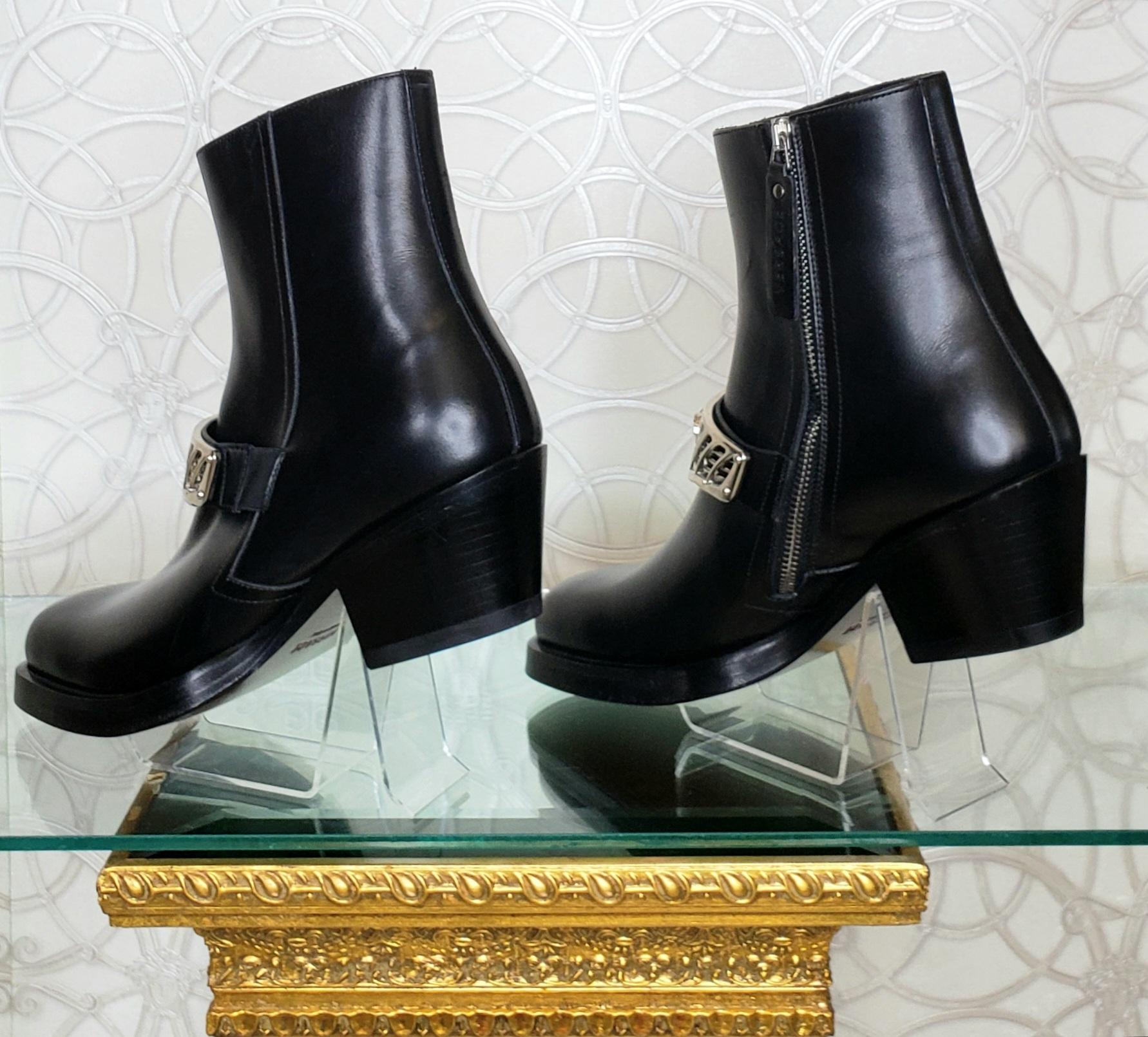 F/W 2014 L#48 VERSACE WESTERN COWBOY BLACK LEATHER BOOTS Sz 41-8, 43-10, 44-11 7