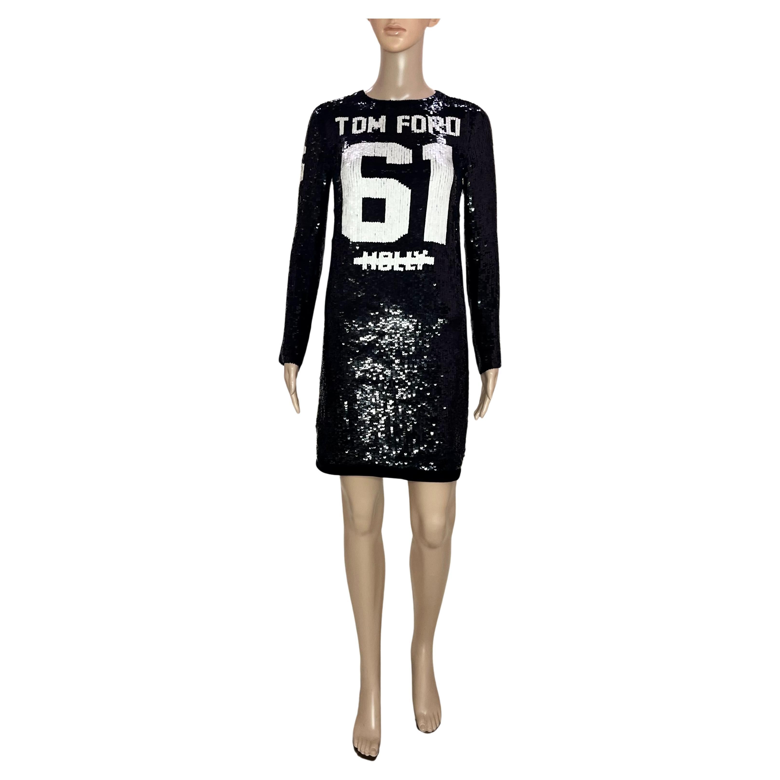 See One 2014 # 20 TOM FORD BLACK SEQUIN DRESS as seen on Beyonce Sz IT 34 en vente