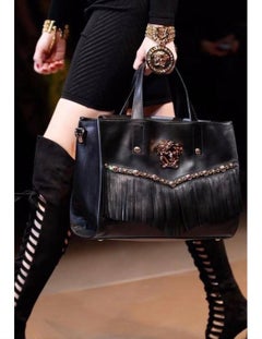 F/W 2014 Look # 27 New Versace Black Suede Over the Knee Boots 38 - 8