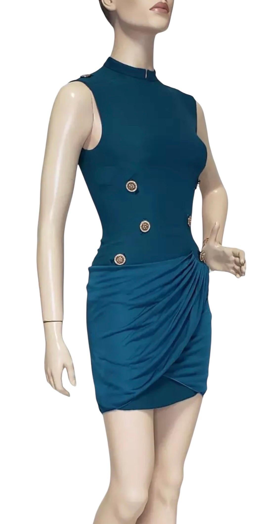 Women's F/W 2014 Look #37 Versace Military Inspired Mini Dress 38 - 2 For Sale