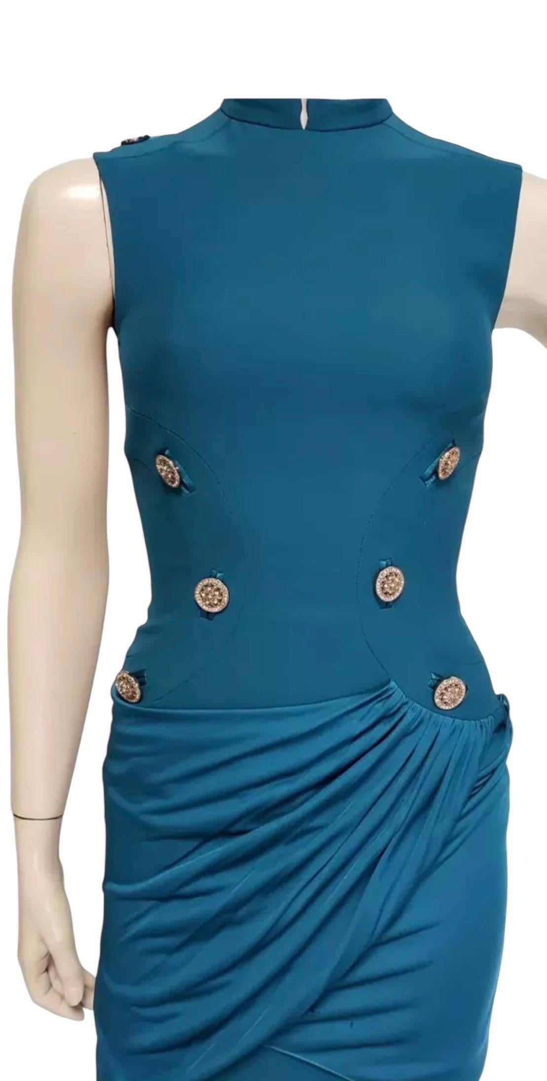 F/W 2014 Look #37 Versace Military Inspired Mini Dress 38 - 2 For Sale 2