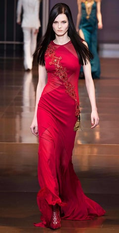F/W 2014 Look # 49 VERSACE BURGUNDY RED GOWN