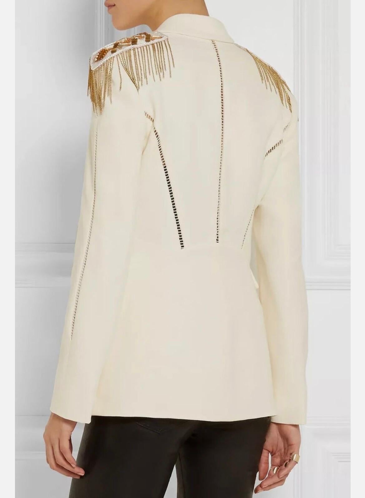 Women's F/W 2014 New Versace Embellished Silk-Crepe Blazer 38 - 2 For Sale