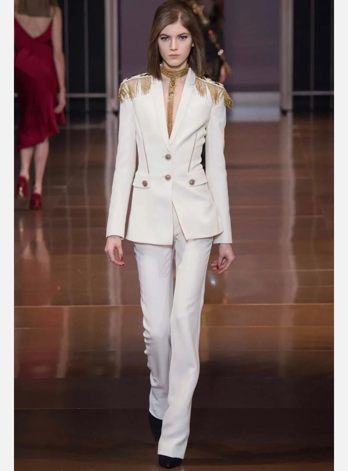 F/W 2014 New Versace Embellished Silk-Crepe Blazer 38 - 2 For Sale 3