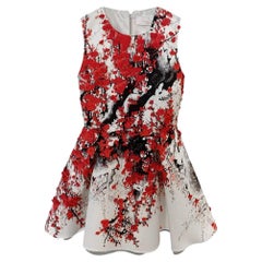 F/W 2015 ELISABETTA FRANCHI WHITE/RED FLORAL PATTERNED MINI DRESS It 40