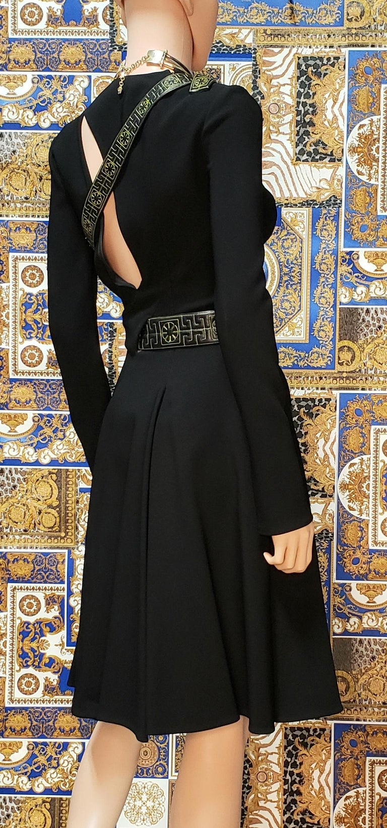 F/W 2015 L19 VERSACE BLACK DRESS with CUTOUTS and GOLD EMBROIDERY 38