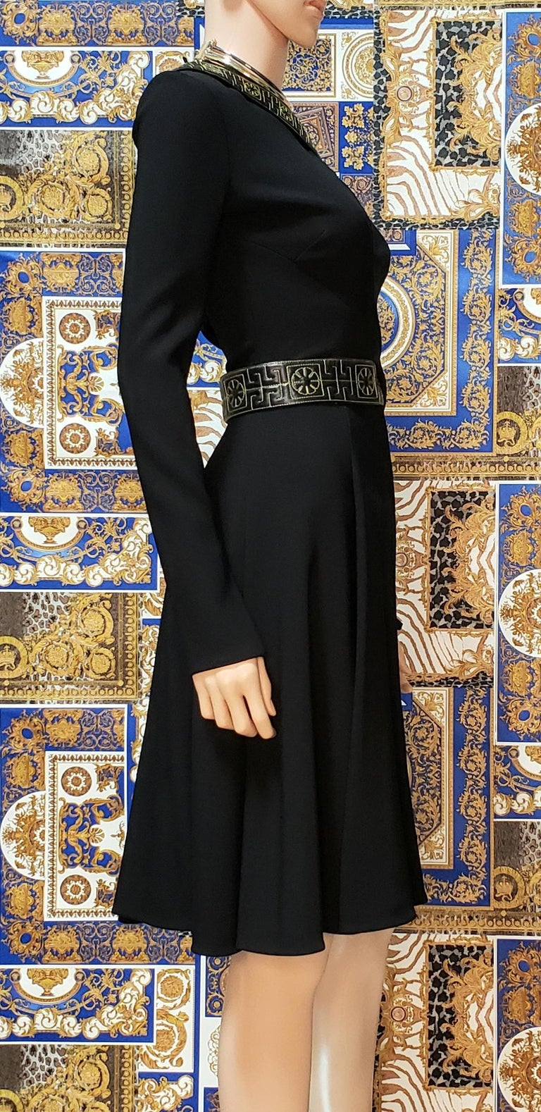 F/W 2015 L19 VERSACE BLACK DRESS with CUTOUTS and GOLD EMBROIDERY 38