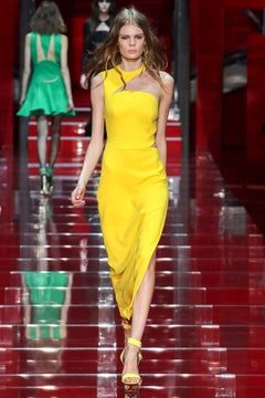 F/W 2015 L#44 VERSACE Gelb CUTOUT SILK LONG DRESS 38