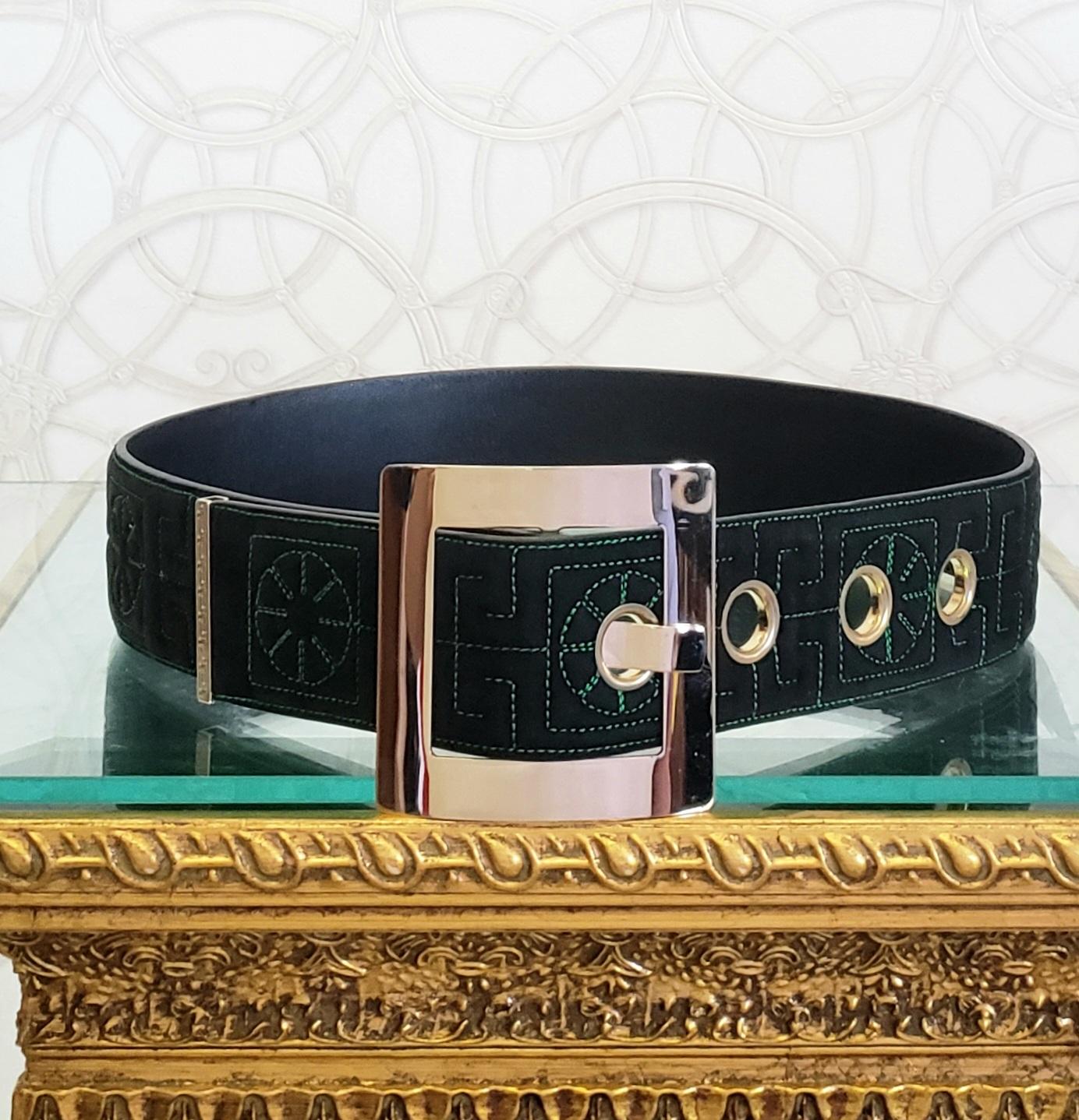 black suede belt with gold buckle