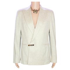 Versace - Veste blazer beige, look n° 27, état neuf, taille IT 50 - US 40, automne-hiver 2015
