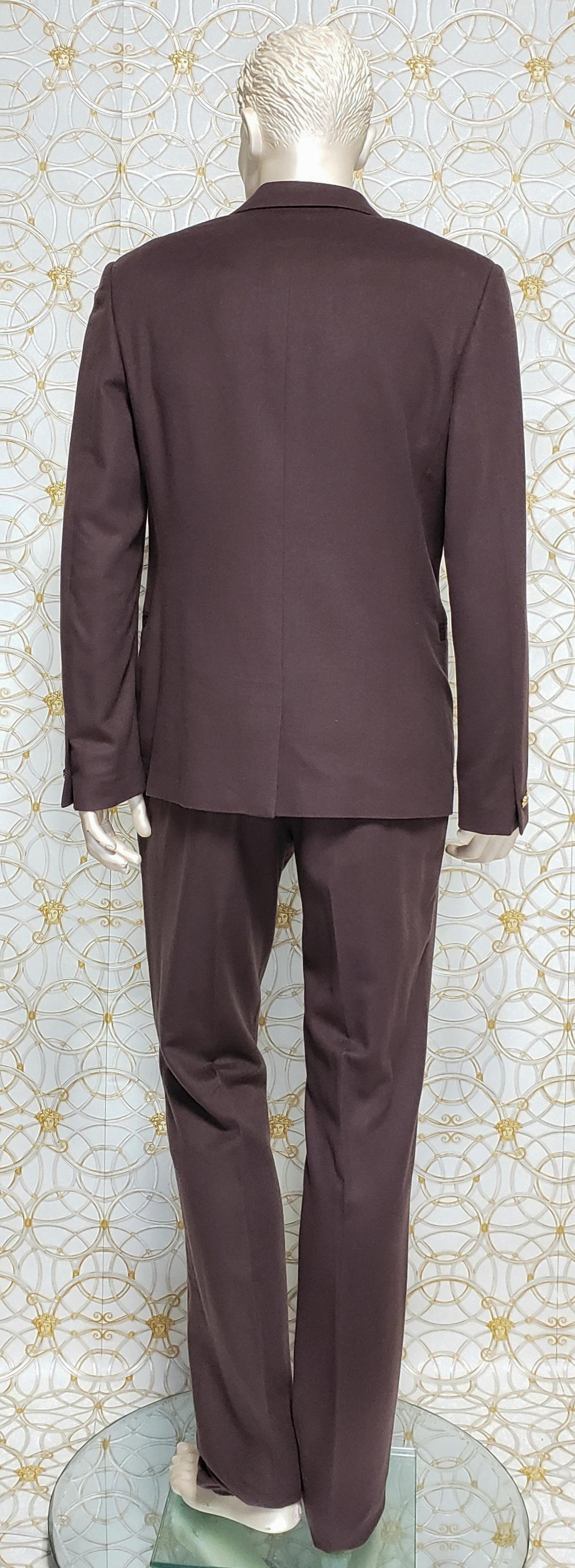 Black F/W 2015 look # 3 BRAND NEW VERSACE BROWN CASHMERE and SILK SUIT 50 - 40 (L) For Sale