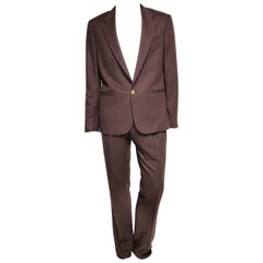 F/W 2015 look # 3 BRAND NEW VERSACE BROWN CASHMERE and SILK SUIT 50 - 40 (L)