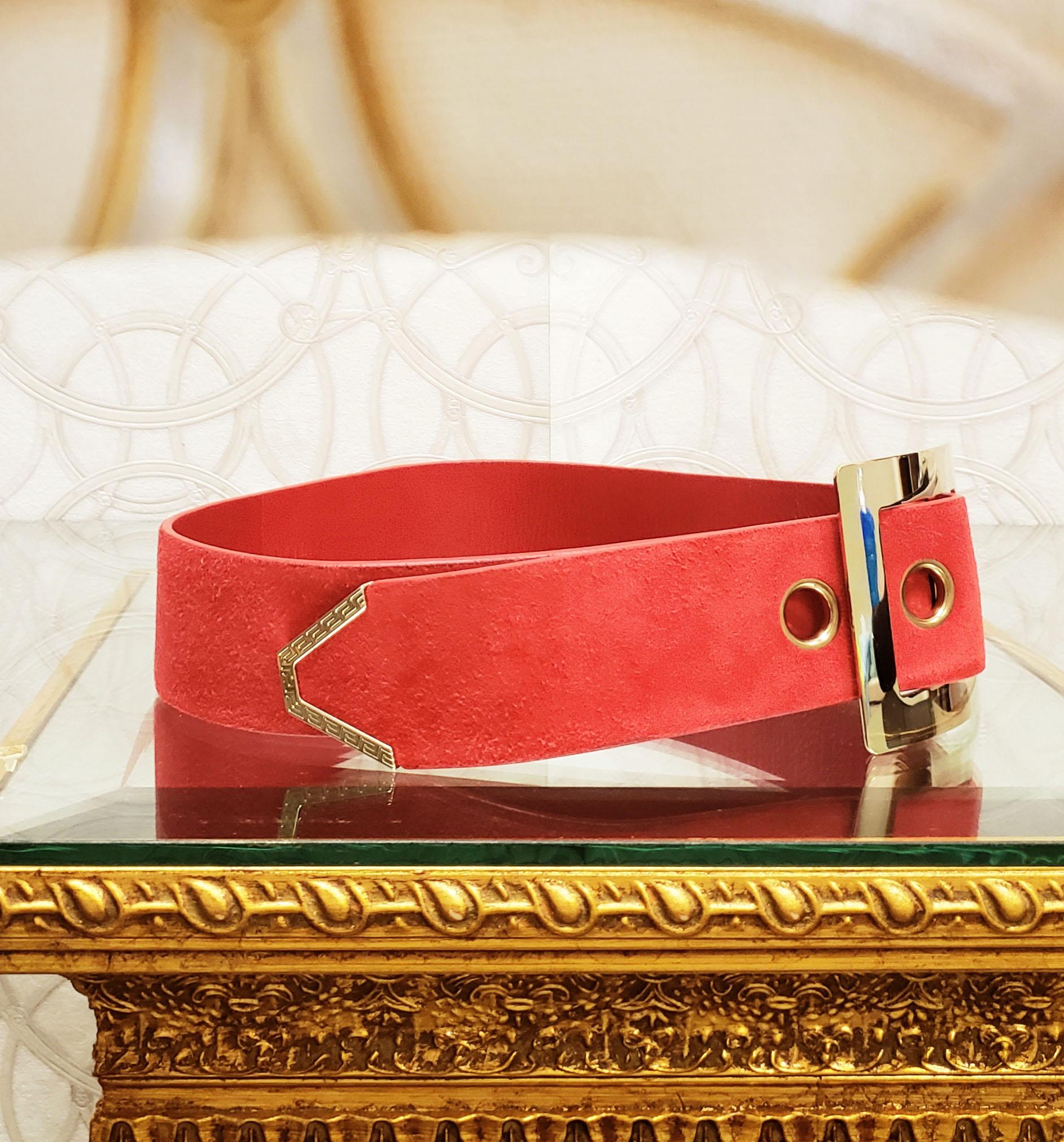 red and gold versace belt
