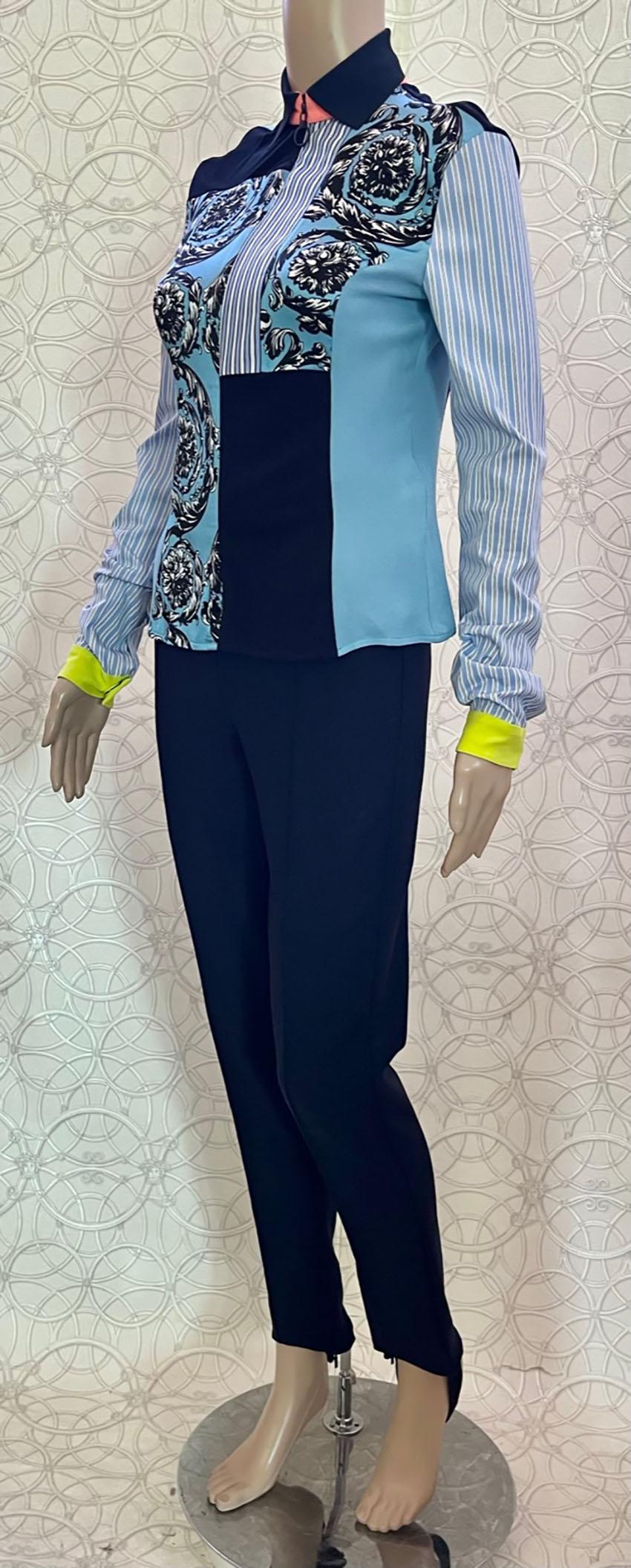 F/W 2016 Look# 6 TAIUT SKI-PANT and SILK COLOR BLOCK SHIRT SET Size IT 38 In New Condition For Sale In Montgomery, TX