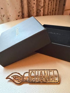 Chanel Gold Plate Crystal Pavé Logo Brooch, F/W 2017, France