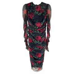 F/W 2017 DOLCE&GABBANA BLACK FLORAL PRINT BODYCON DRESS Sz EU 42