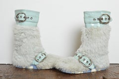 F/W 2017 MIU MIU Baby Blue faux fur buckle Snow Boots EU 39.5 / UK 6.5