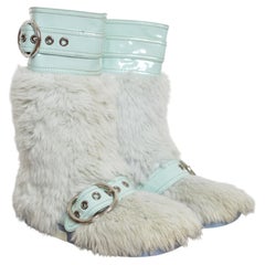 F/W 2017 MIU MIU Baby Blue faux fur buckle Snow Boots EU 39.5 / UK 6.5