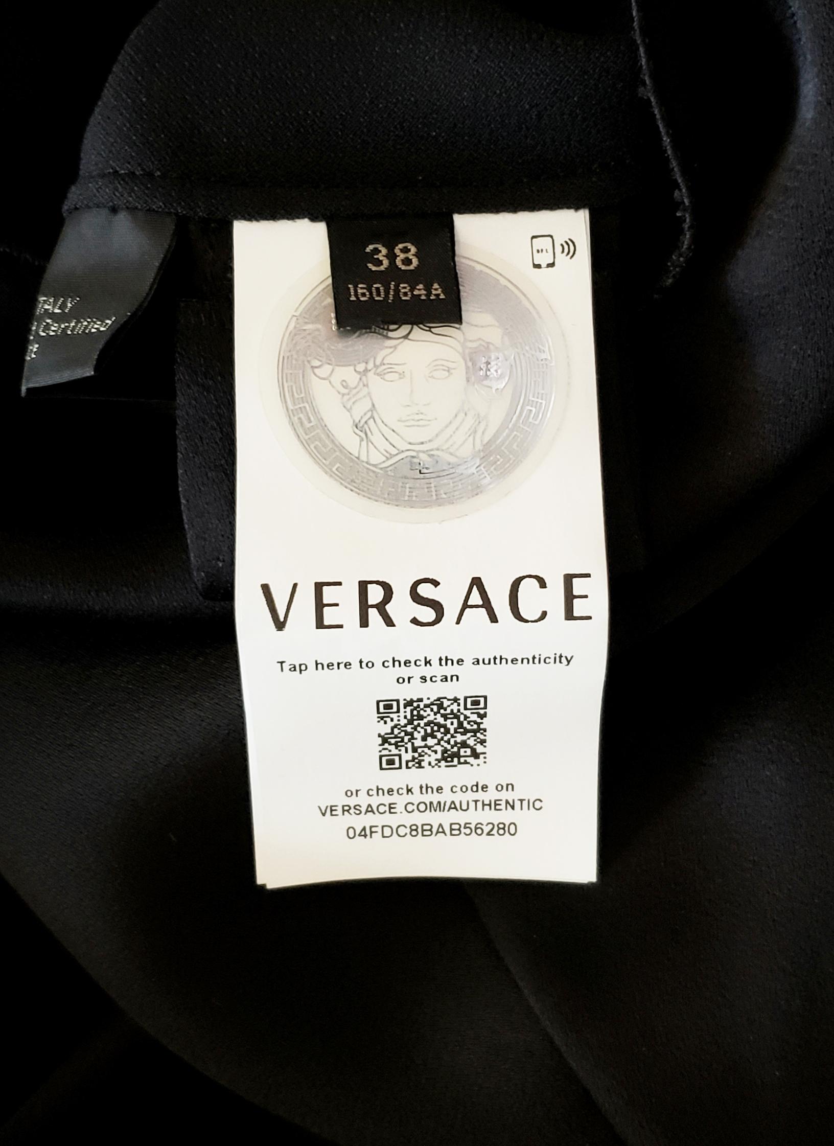 F/W 2019 Look #60 NEW VERSACE SCHWARZES KLEID KLEID W/GOLD TONE CHAINS DETAILS 38 - 2 9